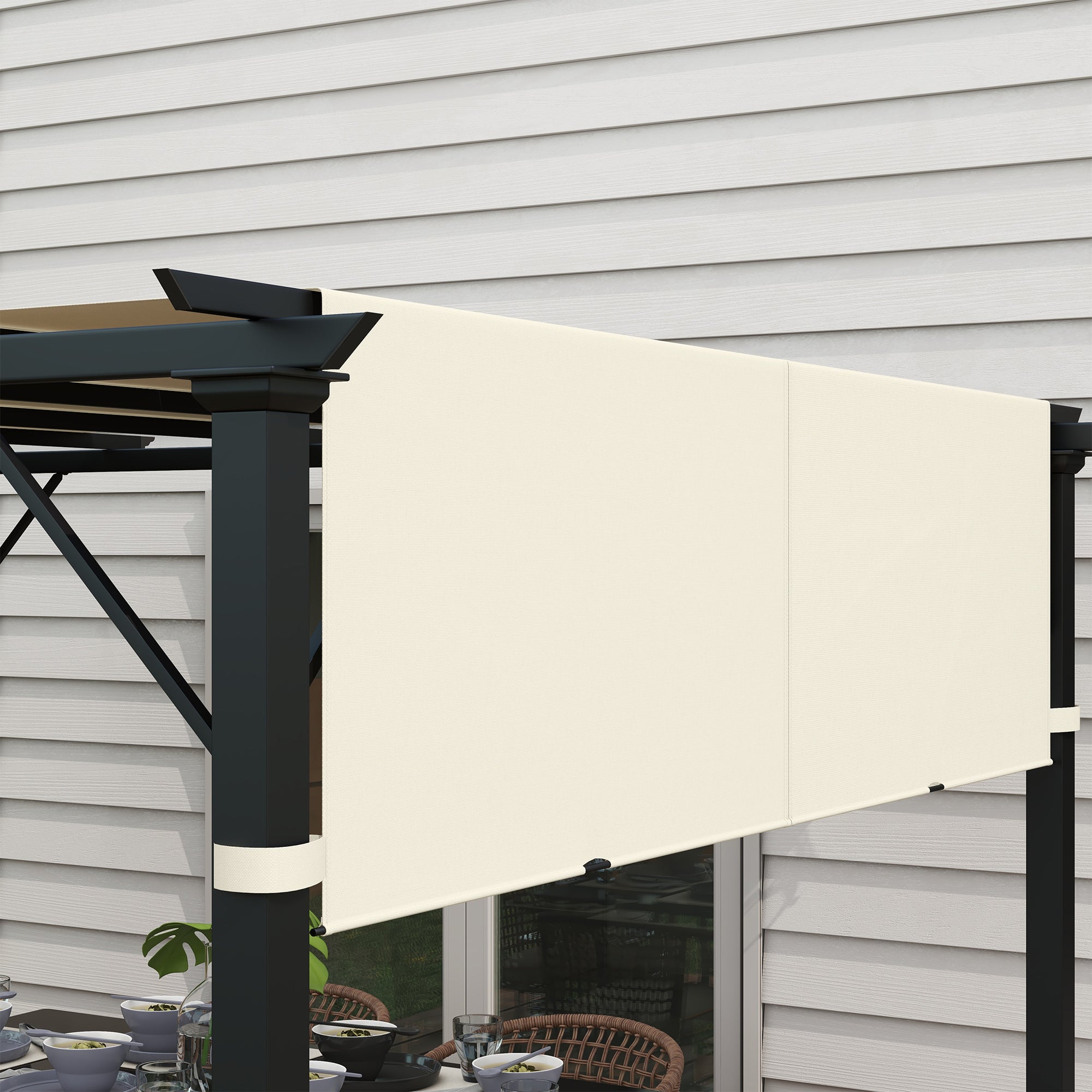 Outsunny 2 Pcs 16 x 4ft Pergola Canopy Replacement, UV Protection Pergola Shade Cover, Easy to Install, for 10 x 10ft Pergola, Cream White