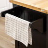 HOMCOM Rolling Kitchen Island on Wheels, Kitchen Island Cart with Rubber Wood Top, Towel Rack, Storage Cabinets and Drawer, Black