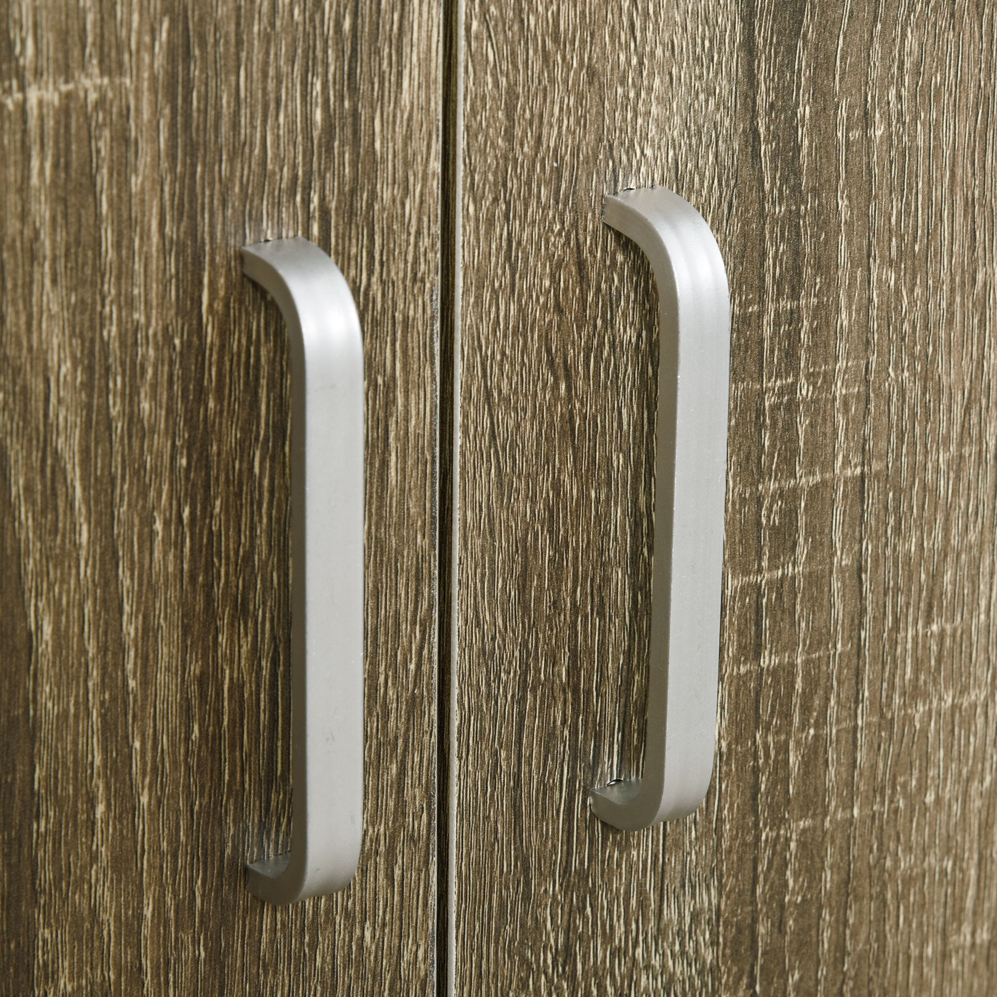 HOMCOM Microwave Cart on Wheels Utility Trolley Storage Sideboard Bookcase with 2-door Cabinet, Grey Wood Grain