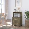 HOMCOM Microwave Cart on Wheels Utility Trolley Storage Sideboard Bookcase with 2-door Cabinet, Grey Wood Grain
