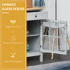 HOMCOM Kitchen Island with Storage, Kitchen Cart on Wheels with Rubber Wood Top, Rolling Cart with Towel Rack, Cabinets, 2 Open Shelves and 2 Drawers for Dining Room, Grey