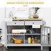 HOMCOM Kitchen Island with Storage, Kitchen Cart on Wheels with Rubber Wood Top, Rolling Cart with Towel Rack, Cabinets, 2 Open Shelves and 2 Drawers for Dining Room, Grey