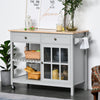 HOMCOM Kitchen Island with Storage, Kitchen Cart on Wheels with Rubber Wood Top, Rolling Cart with Towel Rack, Cabinets, 2 Open Shelves and 2 Drawers for Dining Room, Grey