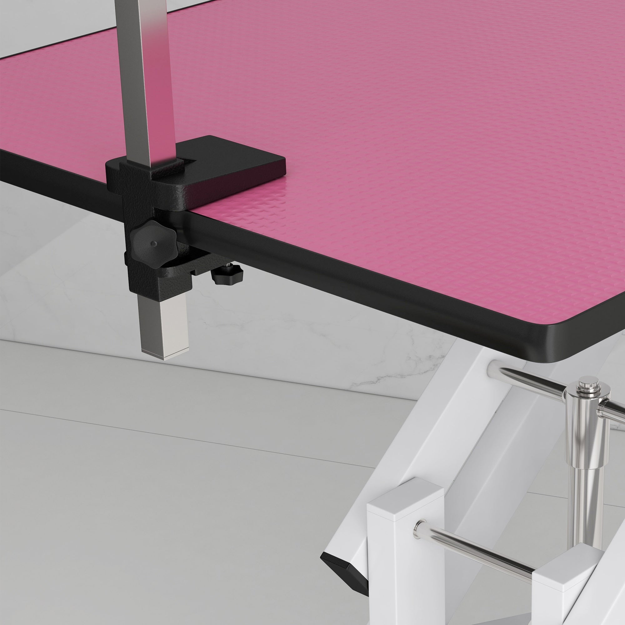 PawHut 43" Hydraulic Dog Grooming Table, Deluxe Professional Pet Grooming Table for Larger Dogs, Z-Lift Design with Arm Noose - Pink