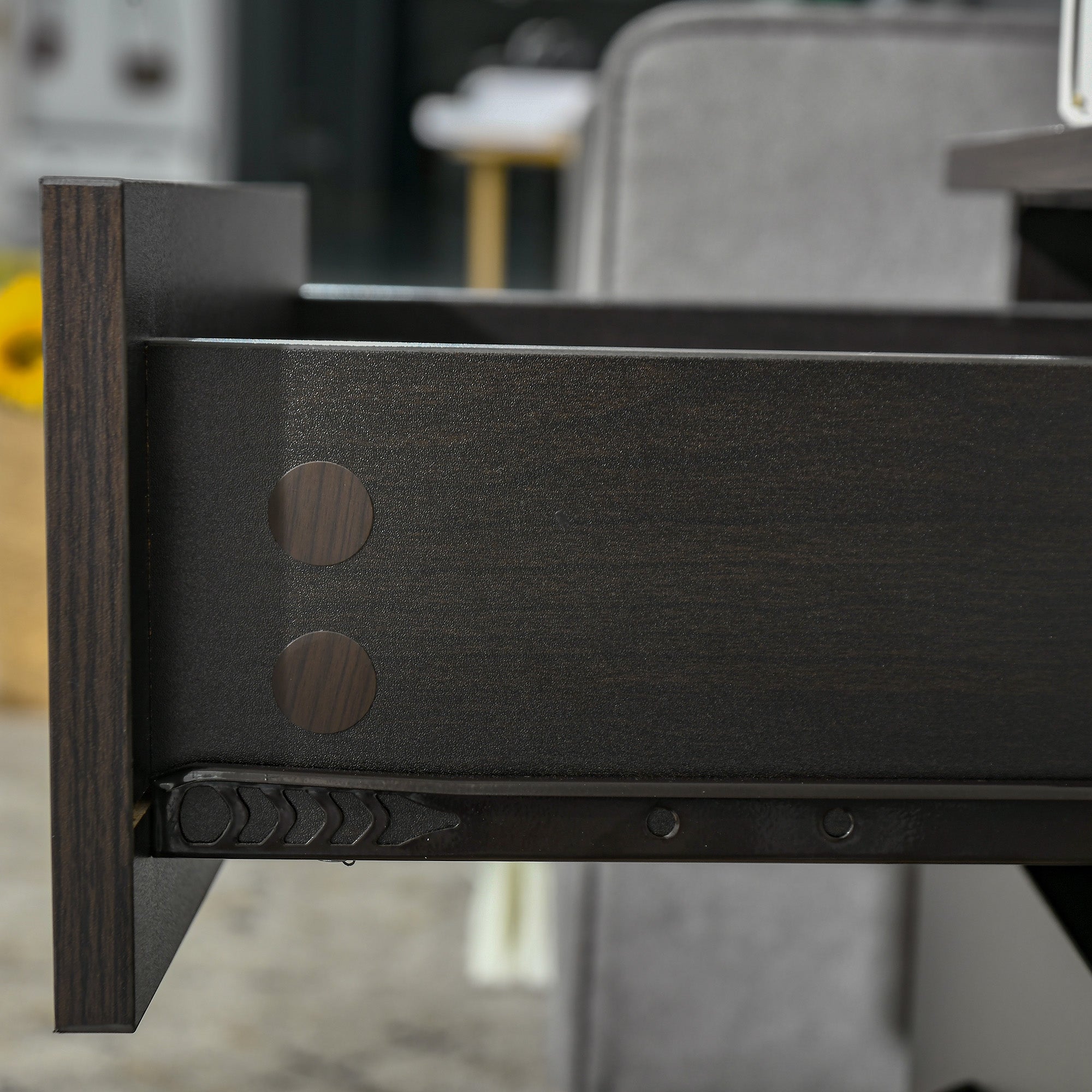 HOMCOM Bedside Table with 3 Drawers, Modern Wood Nightstand, Side Table with Anti-tipping Design for Bedroom, Dark Brown