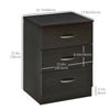 HOMCOM Bedside Table with 3 Drawers, Modern Wood Nightstand, Side Table with Anti-tipping Design for Bedroom, Dark Brown