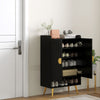 HOMCOM Narrow Shoe Cabinet for Entryway Shoe Storage Cabinet with 2 Doors, Adjustable Shelves and Open Shelf for 15 Pairs of Shoes, Black