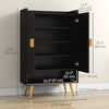 HOMCOM Narrow Shoe Cabinet for Entryway Shoe Storage Cabinet with 2 Doors, Adjustable Shelves and Open Shelf for 15 Pairs of Shoes, Black