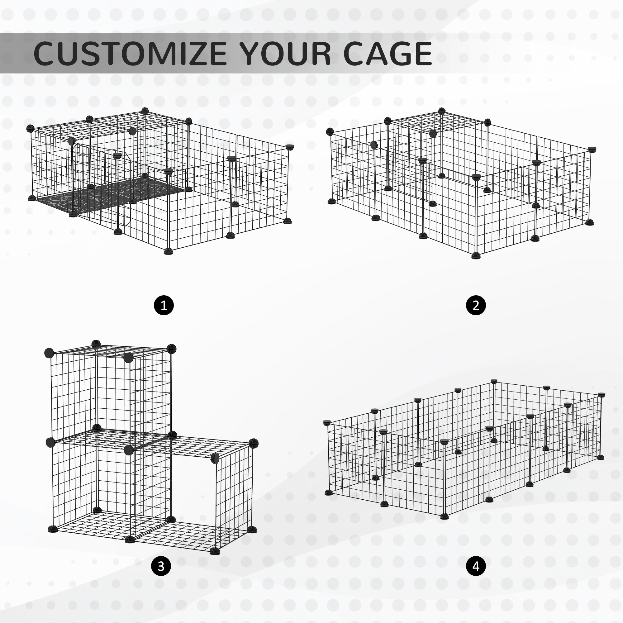 PawHut Small Animal Cage Rabbit Cage with Door, Guinea Pig Playpen, Small Animal Fence for Bunny, Chinchilla, Freret, Chinchilla, Indoor and Outdoor Use, Total 16 Panels, 41" x 28" x 14"