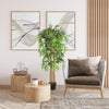 HOMCOM 5FT Artificial Bamboo Tree, Fake Plant with 1095 Leaves, Greenery Plant in Nursery Pot for Indoor and Outdoor, Green