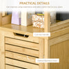 kleankin Tall Bathroom Storage Cabinet, Bamboo Bathroom Floor Cabinet with 3 Shelves and Slat Door, Slim and Freestanding Linen Tower with Storage, Natural