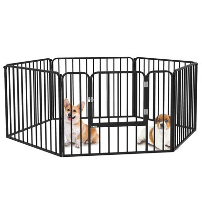 PawHut Heavy Duty Dog Playpen, Steel Dog Pen with Door, Pet Exercise Fence, Outdoor Indoor DIY Design for Small and Medium Dogs, 24" Height, 6 Panels