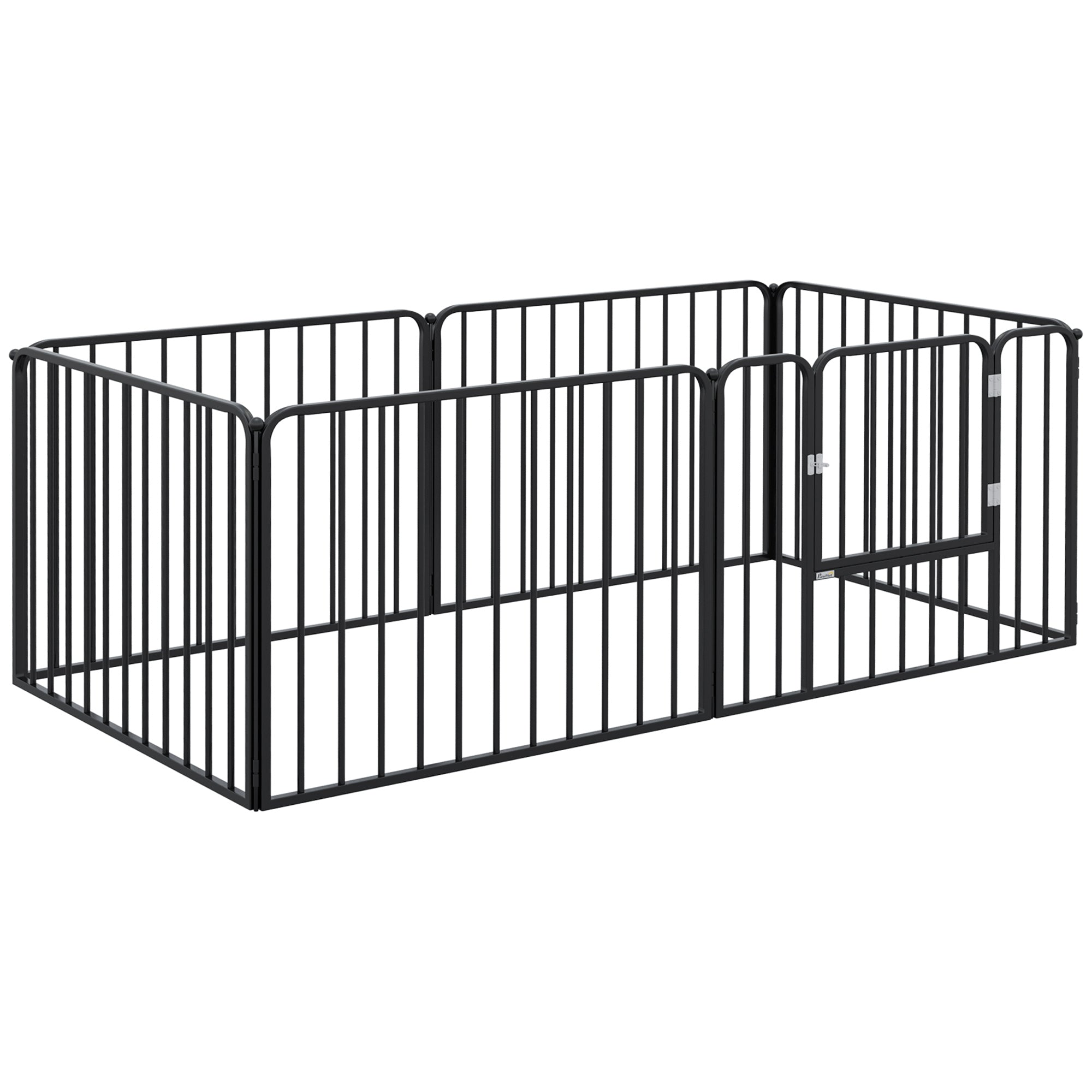 PawHut Heavy Duty Dog Playpen, Steel Dog Pen with Door, Pet Exercise Fence, Outdoor Indoor DIY Design for Small and Medium Dogs, 24" Height, 6 Panels