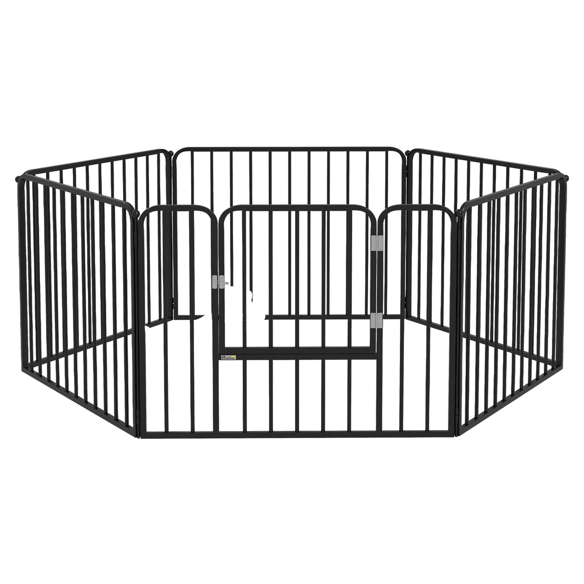 PawHut Heavy Duty Dog Playpen, Steel Dog Pen with Door, Pet Exercise Fence, Outdoor Indoor DIY Design for Small and Medium Dogs, 24" Height, 6 Panels