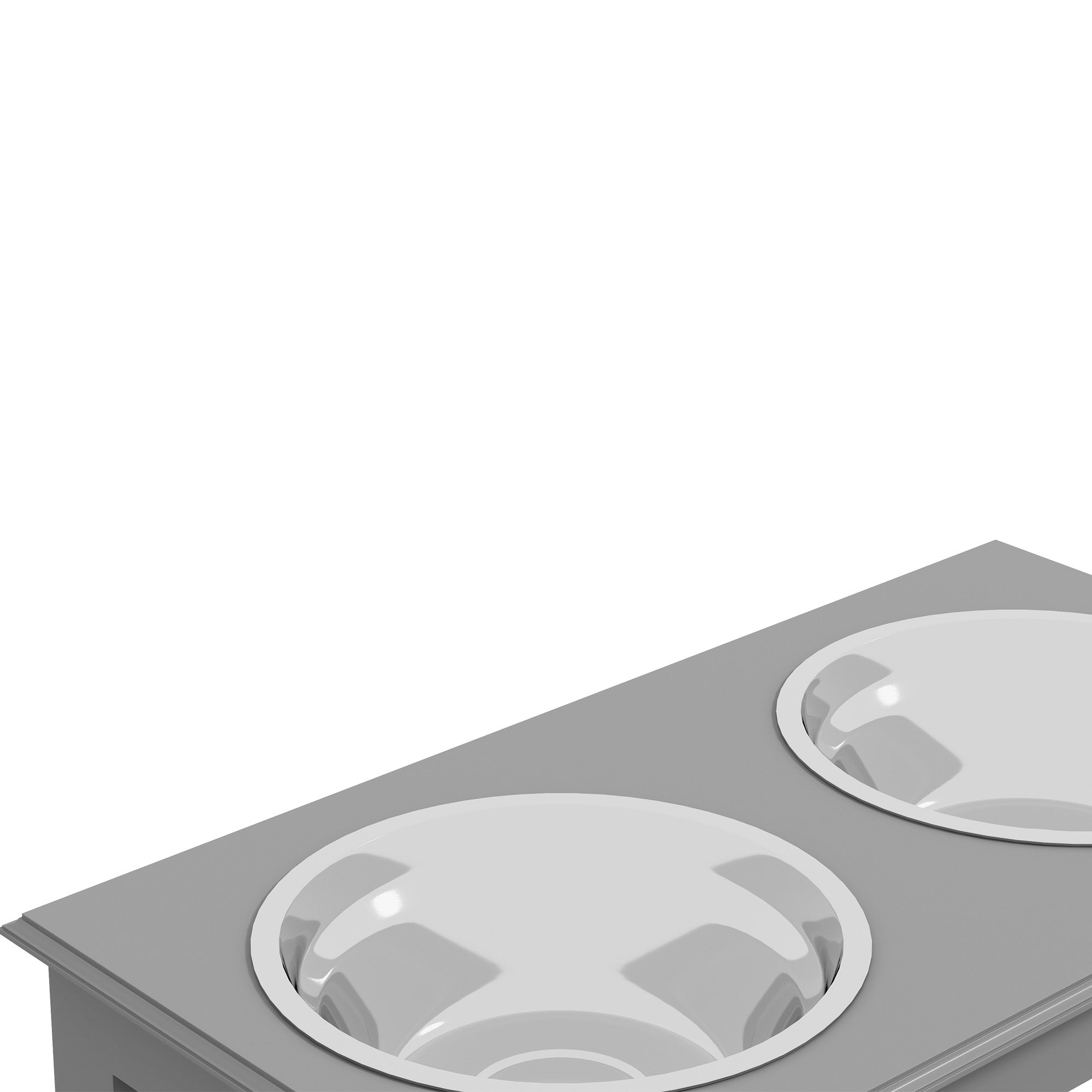 PawHut Raised Dog Bowl Feeding Bowls with Stand for Extra Small and Small Dogs Elevated Pet Bowls Water Food Feeder 44L x 24W x 15H cm - Grey