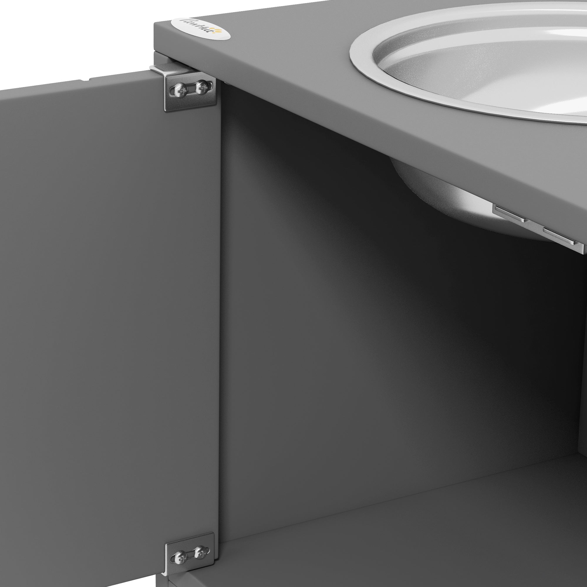 PawHut Large Elevated Dog Bowls with Storage Cabinet Containing Large 44L Capacity, Raised Dog Bowl Stand Pet Food Bowl Dog Feeding Station, Gray