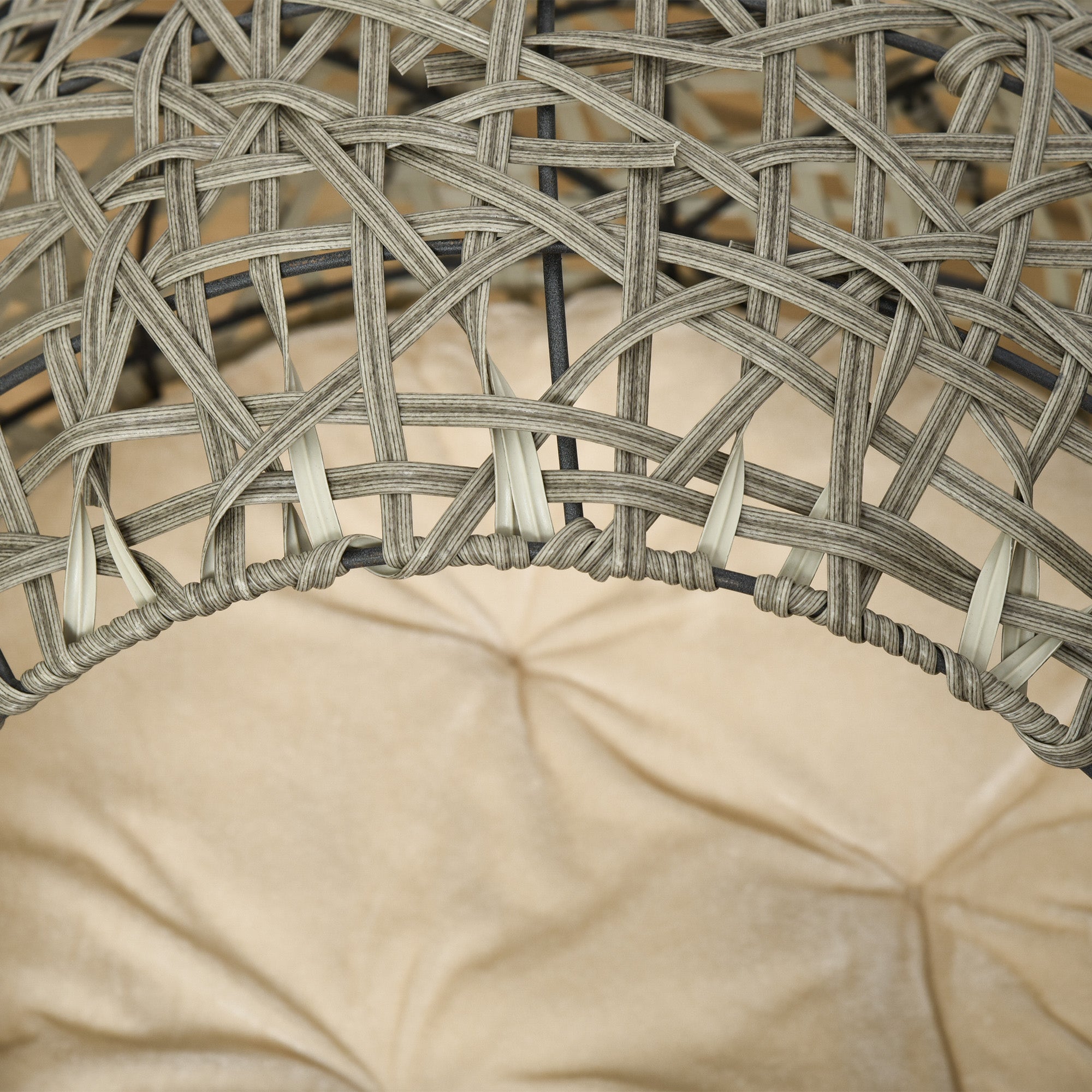 Pawhut Woven Rattan Wicker Elevated Cat Bed House Kitten Pussy Basket Ball Shaped Pet Furniture w/ Removable Cushion Smoky Grey 52 x 52 x 58 cm