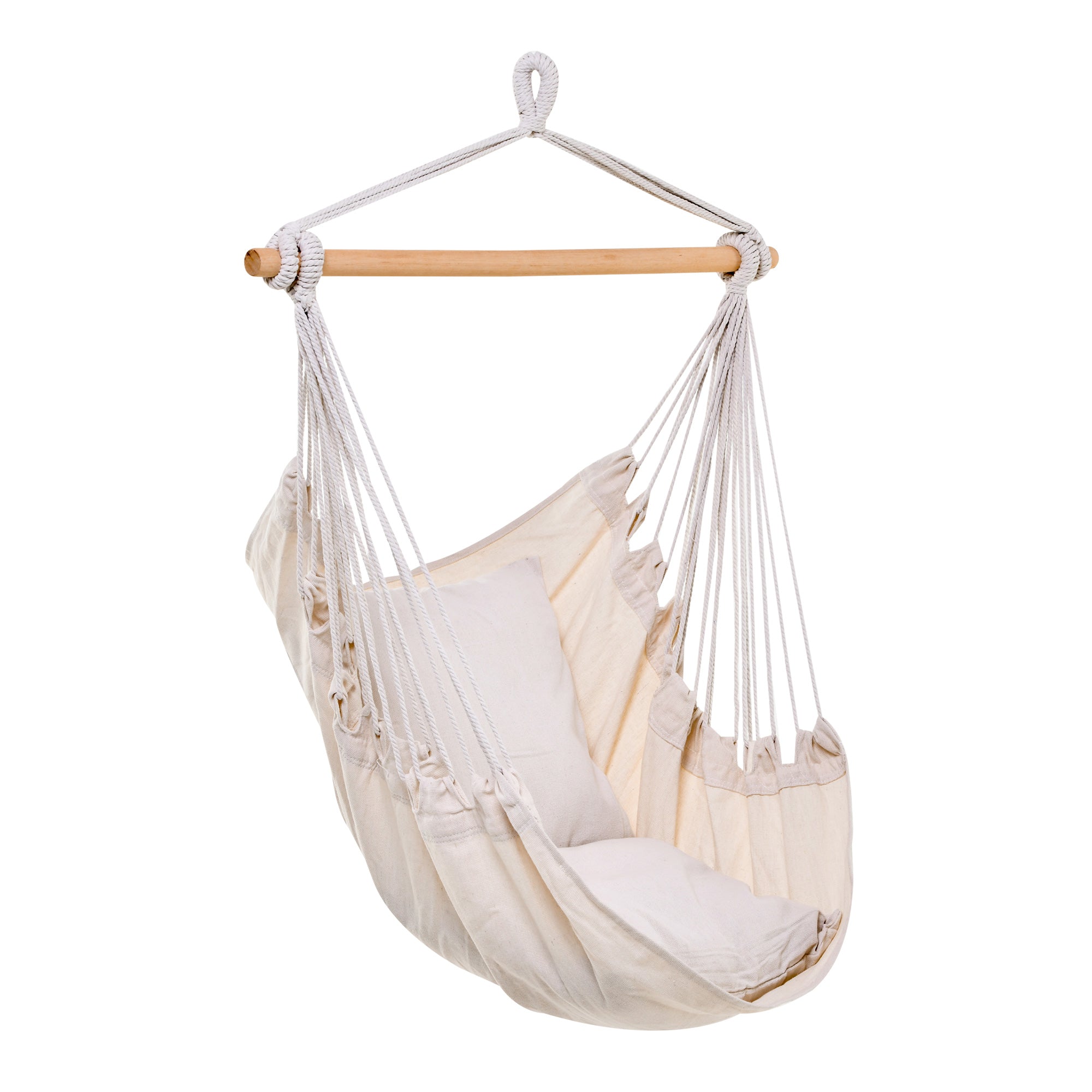 Outsunny Hammock Chair Swing Hanging Macrame Chair Cotton w/ Two Soft Seat Cushions, for Bedroom Indoor Outdoor Ideal Gift for Kids Lover Birthday Present, White
