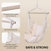 Outsunny Hammock Chair Swing Hanging Macrame Chair Cotton w/ Two Soft Seat Cushions, for Bedroom Indoor Outdoor Ideal Gift for Kids Lover Birthday Present, White