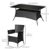 Outsunny 7 Pieces Patio Dining Set, Wicker Outdoor Furniture Set with Removable Cushions, Glass Top Dining Table, Rattan Patio Table and Chairs for Garden Poolside Backyard, Black