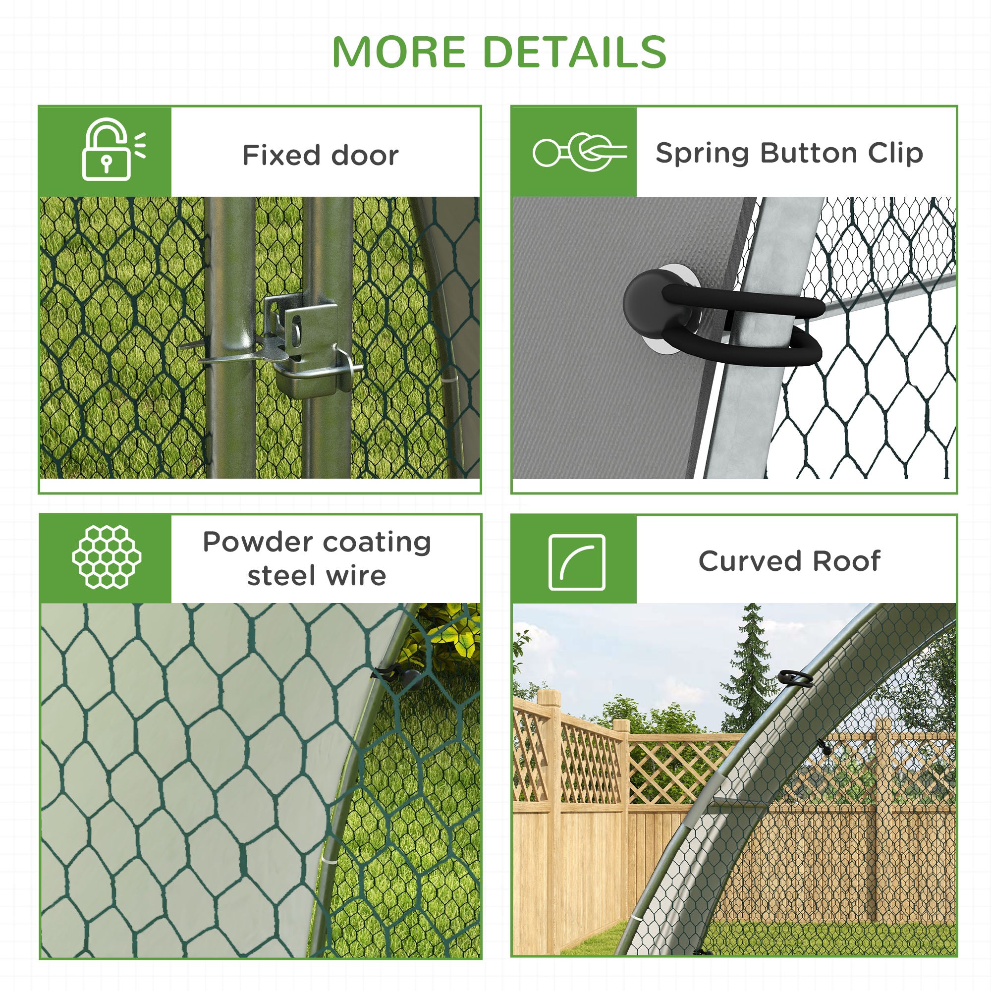 PawHut Walk In Chicken Run, Galvanised Chicken Coop Outdoor with Cover, Poultry Cage, for 8-12 Chickens, Hens, Ducks, Rabbits, 3 x 1.9 x 2.2m - Silver Tone