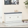 HOMCOM Shoe Bench, Shoe Storage Bench for Entryway, Entrance Bench with Cushion, 2 Flip Drawers and Adjustable Shelf for Hallway, Holds 8 Pairs, White