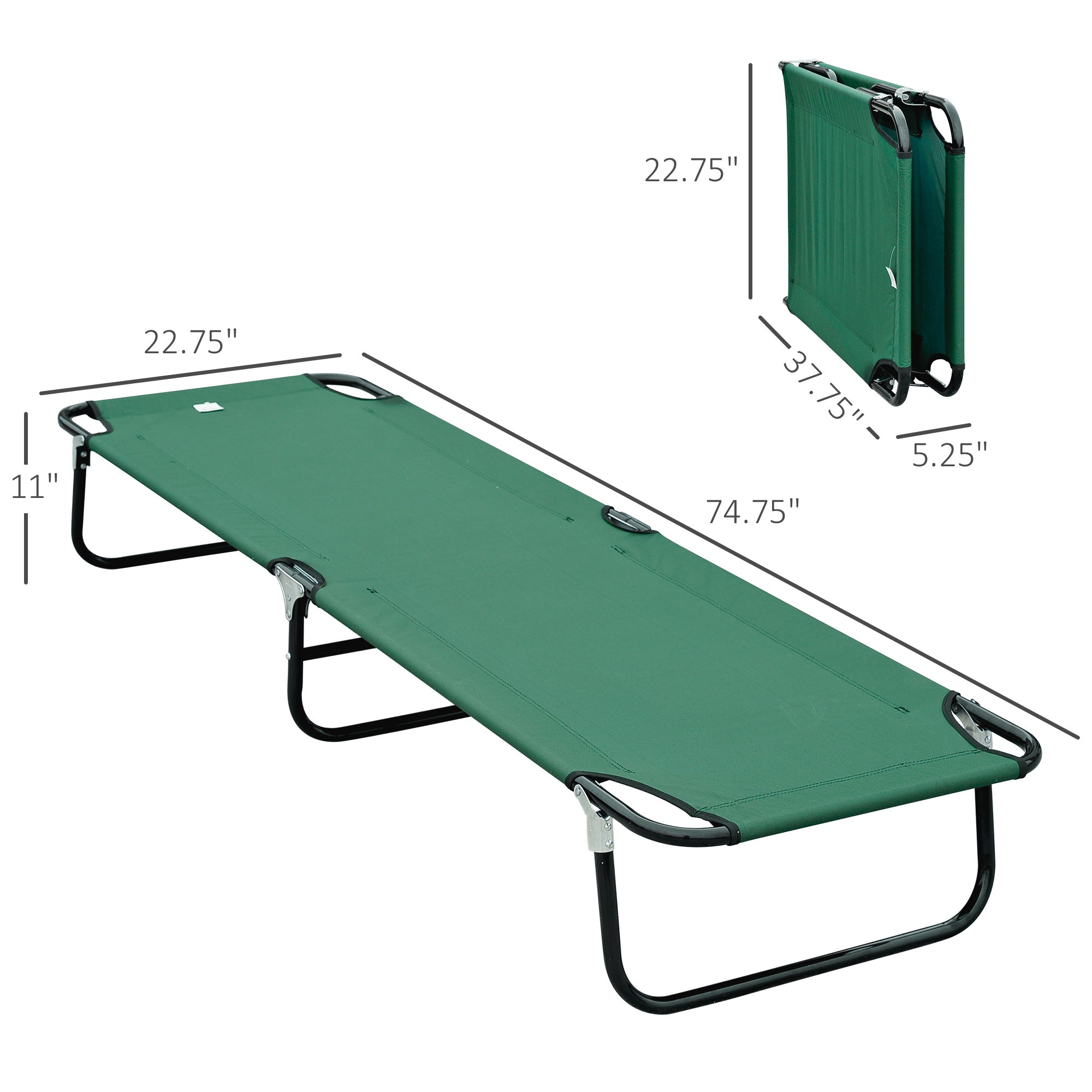 Outsunny Folding Camping Cot for Adults Portable Outdoor Sleeping Bed for Office Beach Home, Green