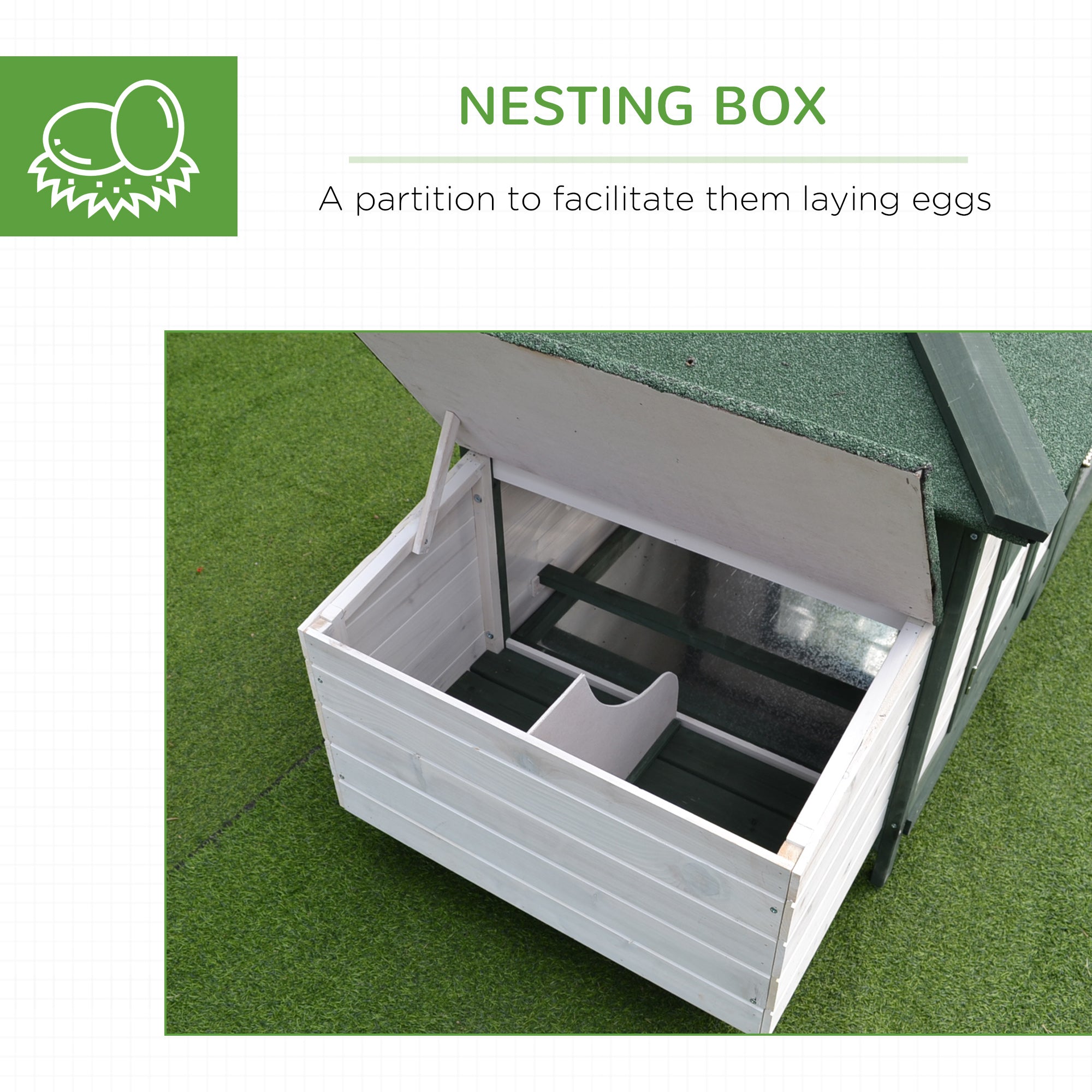 PawHut Chicken Coop with Chicken Run, Outdoor Hen House Poultry Cage with Nesting Box, Openable Top, 196 x 76 x 97cm, Green