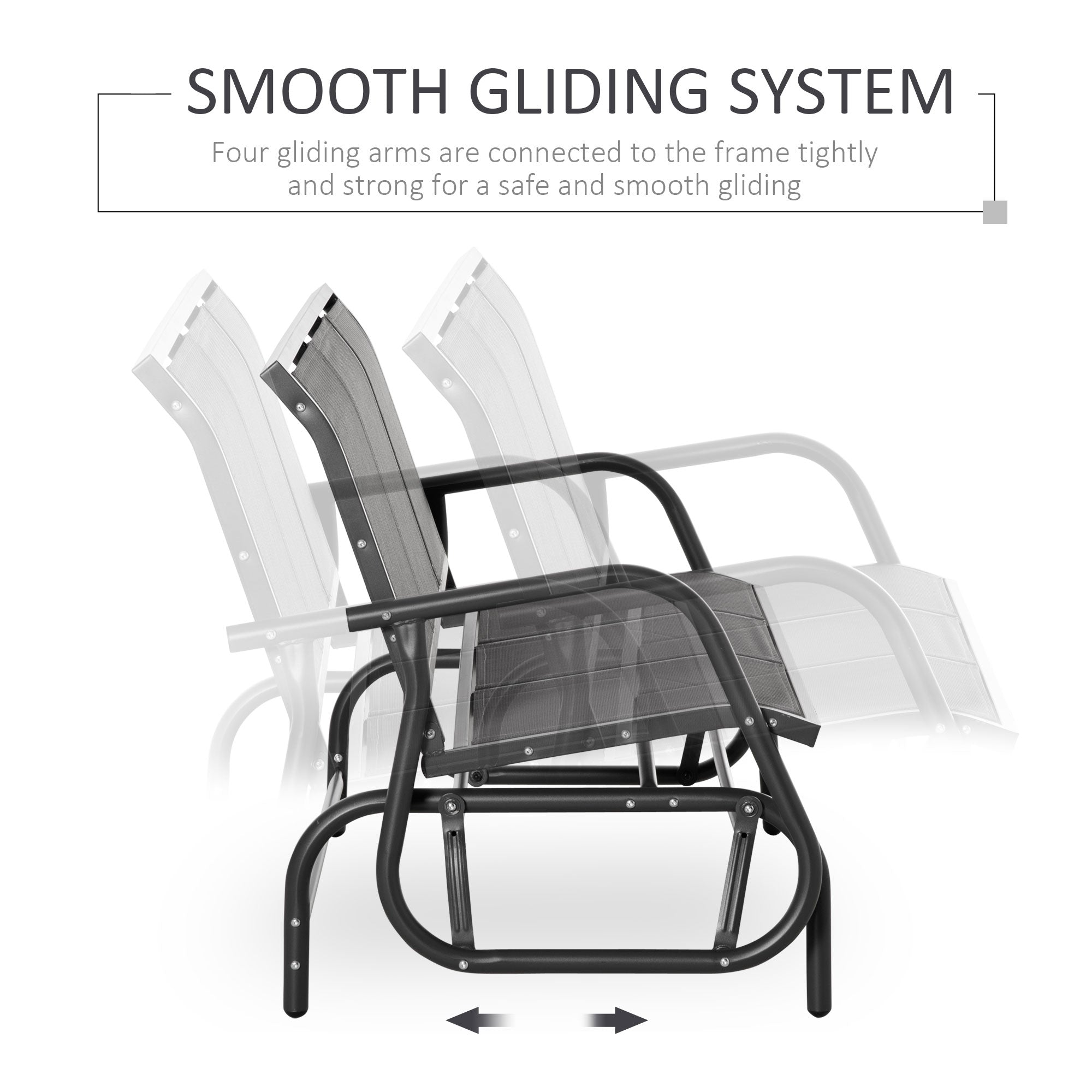 Outsunny 3-Seat Outdoor Glider Chair, Patio Glider Outdoor Rocking Chair with Steel Frame, Sling Fabric Seat for Garden, Backyard, Lawn, Grey
