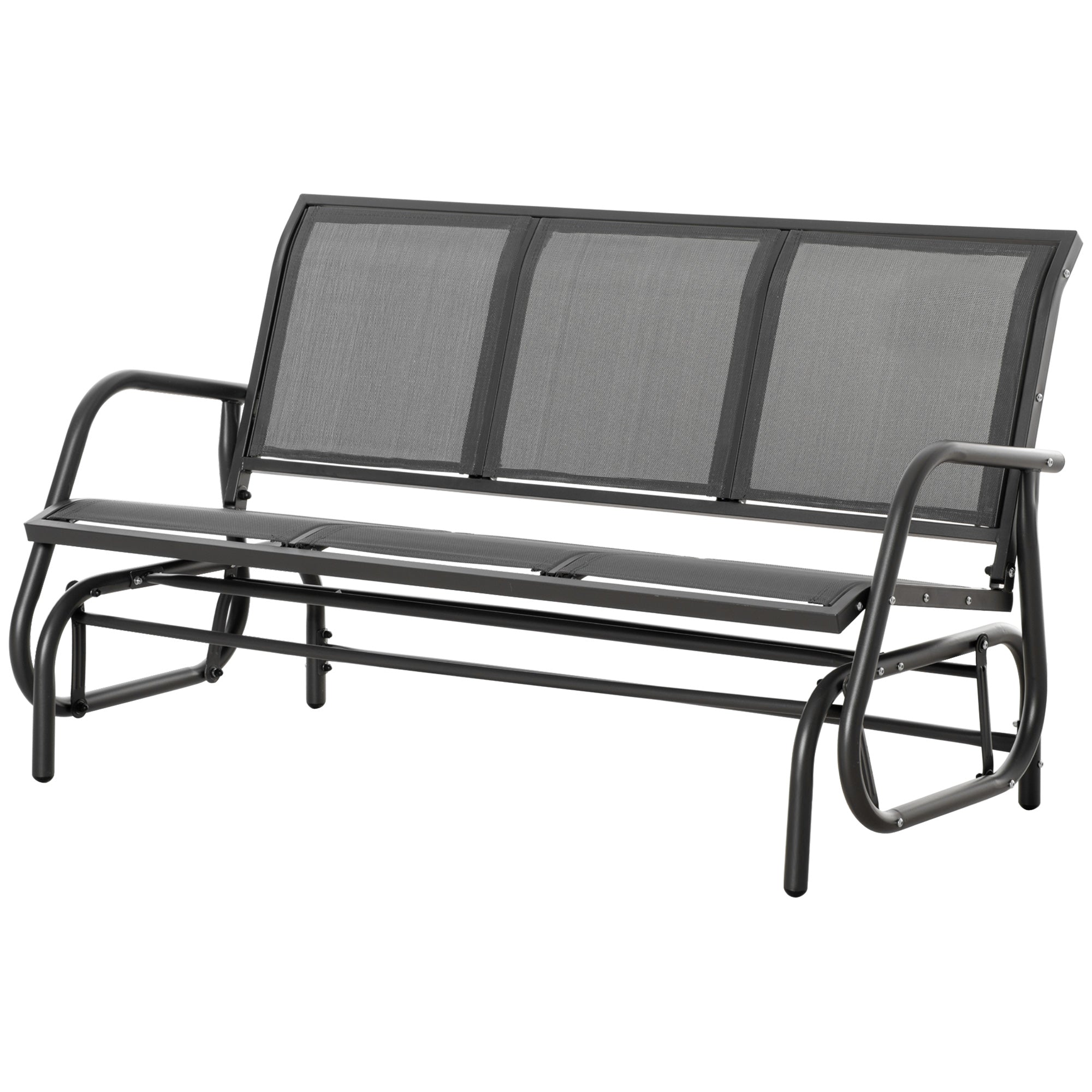 Outsunny 3-Seat Outdoor Glider Chair, Patio Glider Outdoor Rocking Chair with Steel Frame, Sling Fabric Seat for Garden, Backyard, Lawn, Grey
