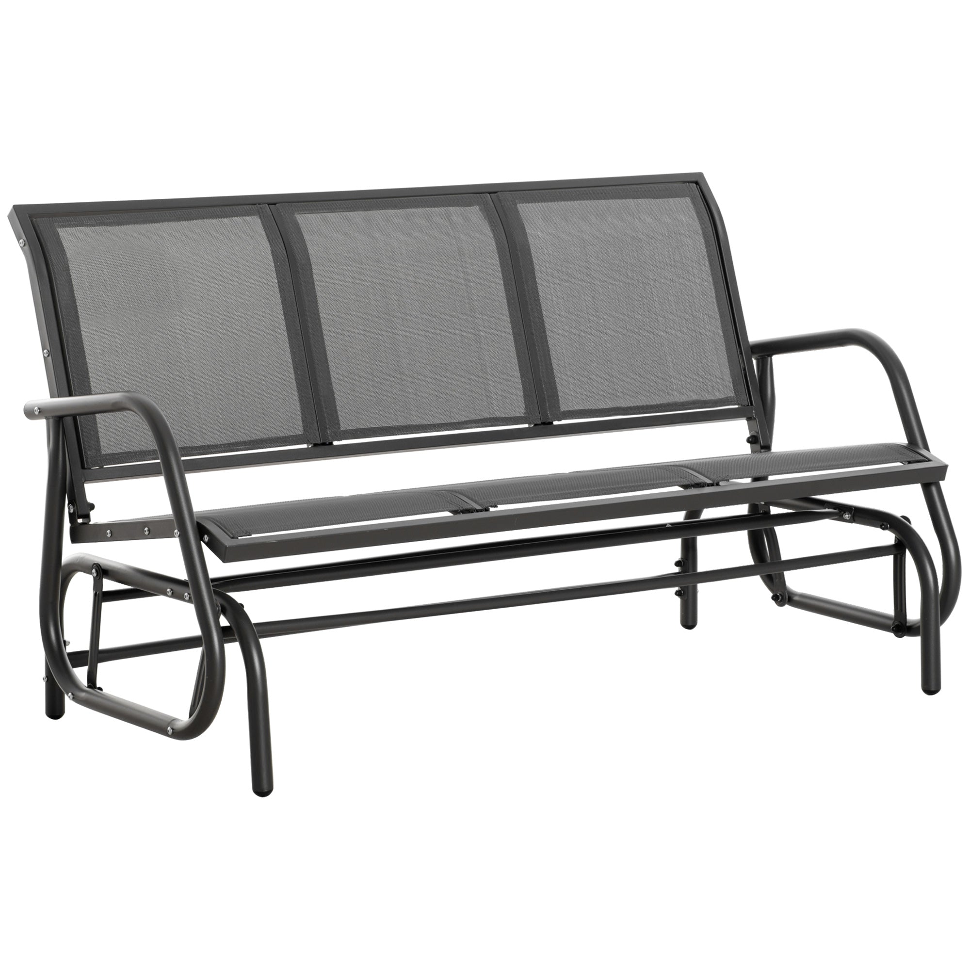 Outsunny 3-Seat Outdoor Glider Chair, Patio Glider Outdoor Rocking Chair with Steel Frame, Sling Fabric Seat for Garden, Backyard, Lawn, Grey