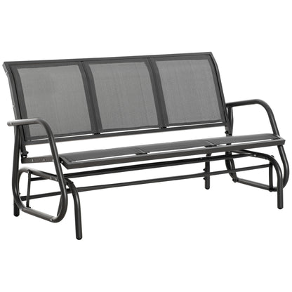 Outsunny 3-Seat Outdoor Glider Chair, Patio Glider Outdoor Rocking Chair with Steel Frame, Sling Fabric Seat for Garden, Backyard, Lawn, Grey