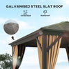 Outsunny 10' x 10' Hardtop Gazebo Outdoor Gazebo Canopy with Mosquito Netting, Curtains, Hanging Hook and Aluminum Frame, Brown