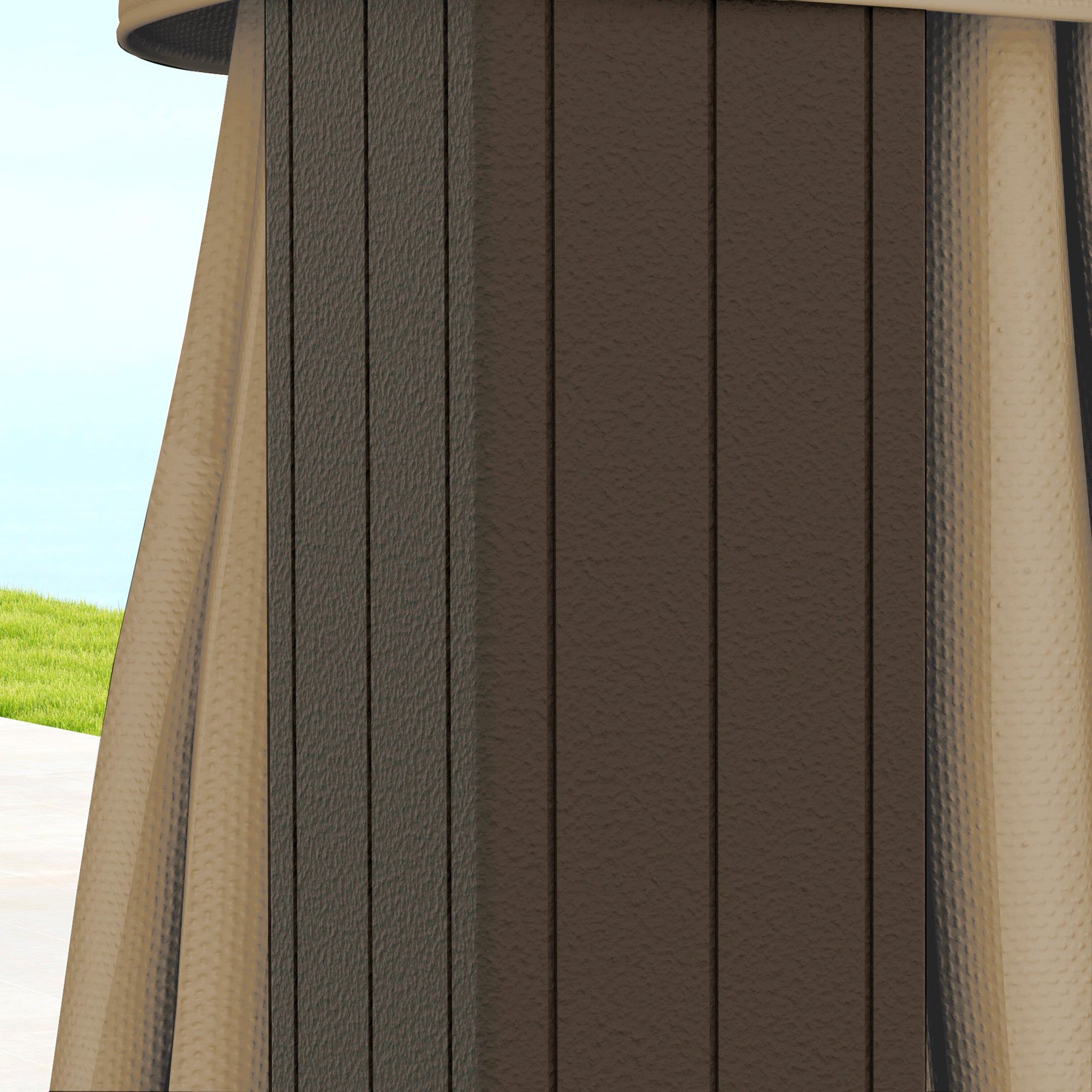 Outsunny 10' x 10' Hardtop Gazebo Outdoor Gazebo Canopy with Mosquito Netting, Curtains, Hanging Hook and Aluminum Frame, Brown