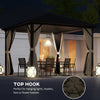 Outsunny 10' x 10' Hardtop Gazebo Outdoor Gazebo Canopy with Mosquito Netting, Curtains, Hanging Hook and Aluminum Frame, Brown
