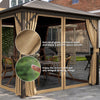 Outsunny 10' x 10' Hardtop Gazebo Outdoor Gazebo Canopy with Mosquito Netting, Curtains, Hanging Hook and Aluminum Frame, Brown