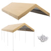 Outsunny 10 x 20 ft Carport Replacement Canopy Cover, UV Resistant Garage Car Cover with Ball Bungee Cords, Beige, (Only Cover)