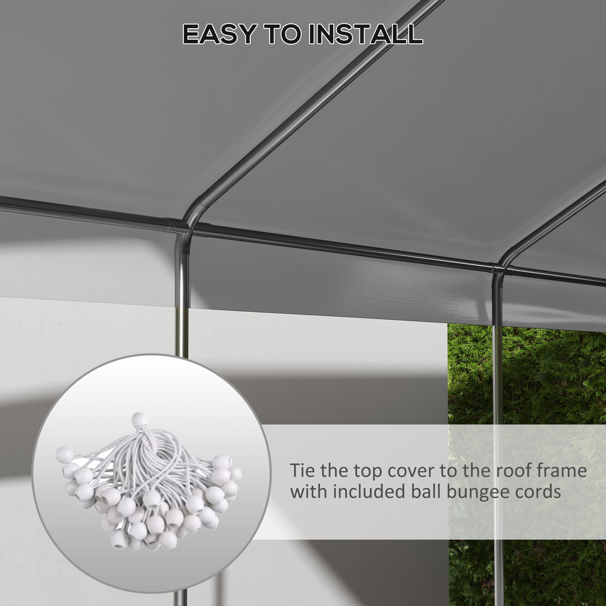 Outsunny 10 x 20 ft Carport Replacement Canopy Cover, UV Resistant Garage Car Cover with Ball Bungee Cords, Beige, (Only Cover)