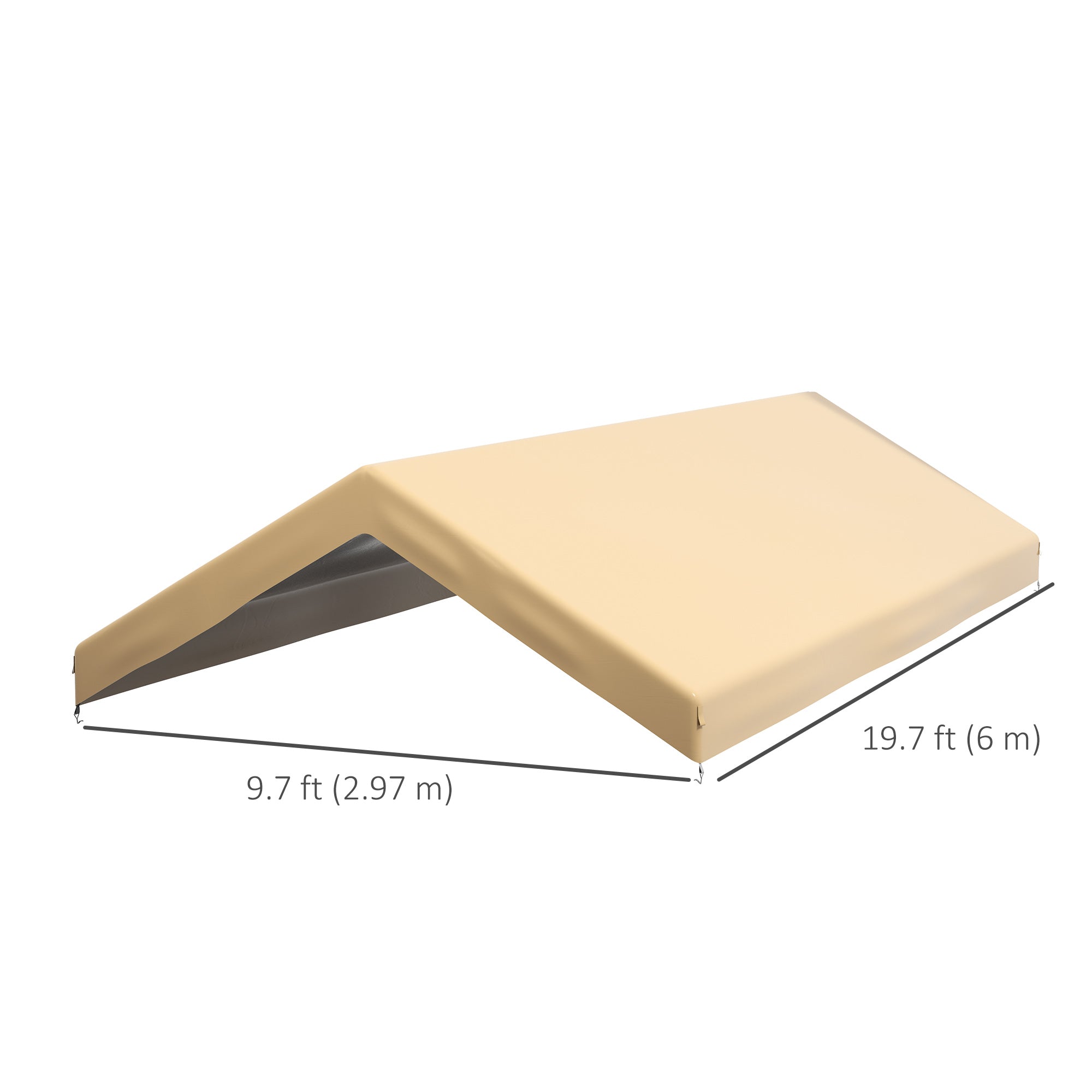 Outsunny 10 x 20 ft Carport Replacement Canopy Cover, UV Resistant Garage Car Cover with Ball Bungee Cords, Beige, (Only Cover)