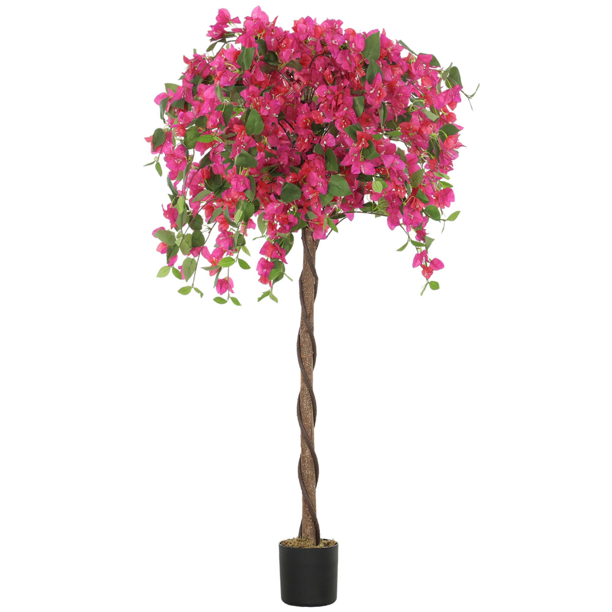 HOMCOM 5FT Artificial Murraya Tree with Natural Wood Trunk and Realistic Flowers, Faux Plants with Pots, Fake Trees for Indoor Home Decor Living Room Office