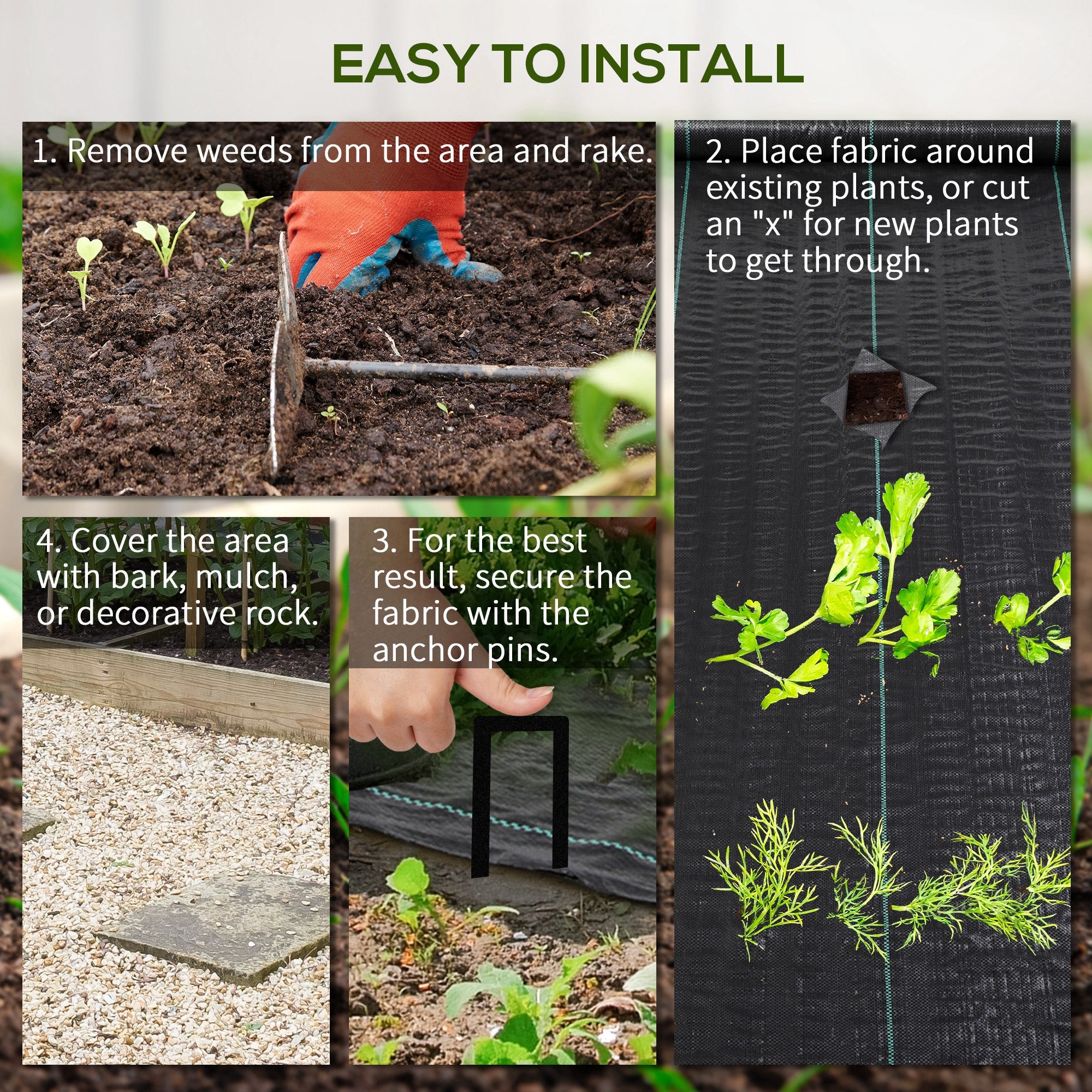 Outsunny 6.5ft x 164ft Weed Barrier, Landscape Fabric, for Greenhouse Yard Garden Weed Control, Heavy-Duty & Easy Setup, 2oz