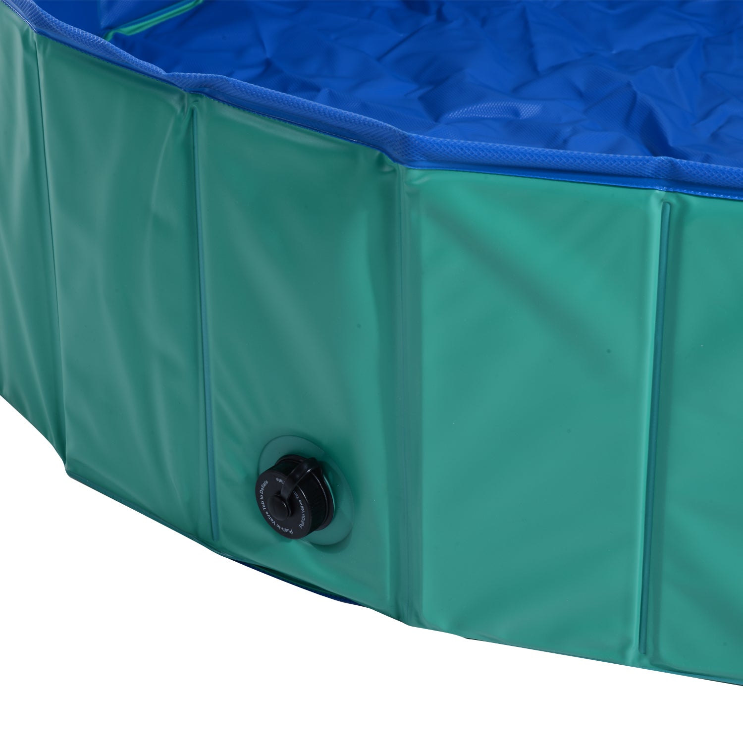 PawHut 12" x 46" Collapsible PVC Pet Foldable Swimming Pool Dog Bathing Tub - Green / Blue