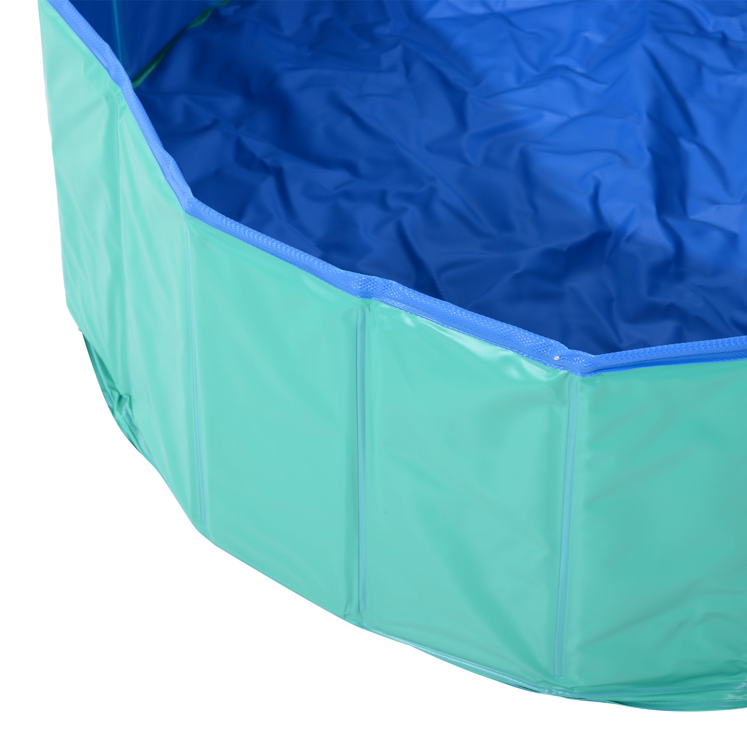 PawHut 12" x 46" Collapsible PVC Pet Foldable Swimming Pool Dog Bathing Tub - Green / Blue