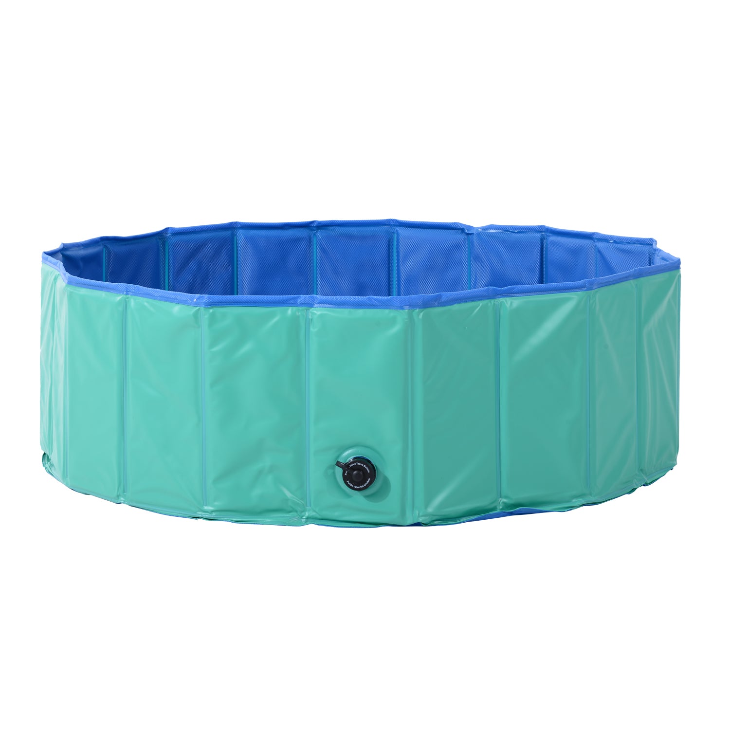 PawHut 12" x 46" Collapsible PVC Pet Foldable Swimming Pool Dog Bathing Tub - Green / Blue