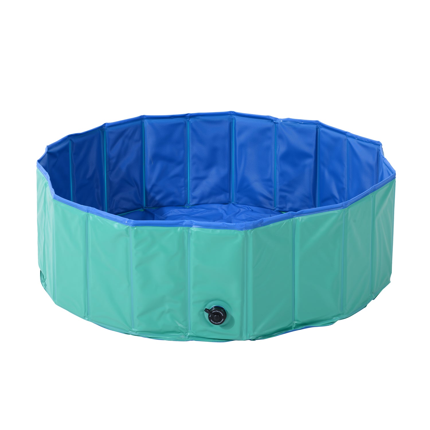 PawHut 12" x 46" Collapsible PVC Pet Foldable Swimming Pool Dog Bathing Tub - Green / Blue