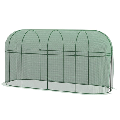 Outsunny 9.8 x 3.3ft Crop Cage, Plant Protector Tent, with Zipped Door and Ground Stakes for Garden, Yard, Lawn, Green