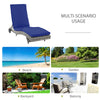 Outsunny Wicker Chaise Lounge, Outdoor Lounge Chair, 5-Level Adjustable Backrest S-Shape Rattan Lounger with Cushion & Wheels for Patio, Deck, Poolside, Dark Blue