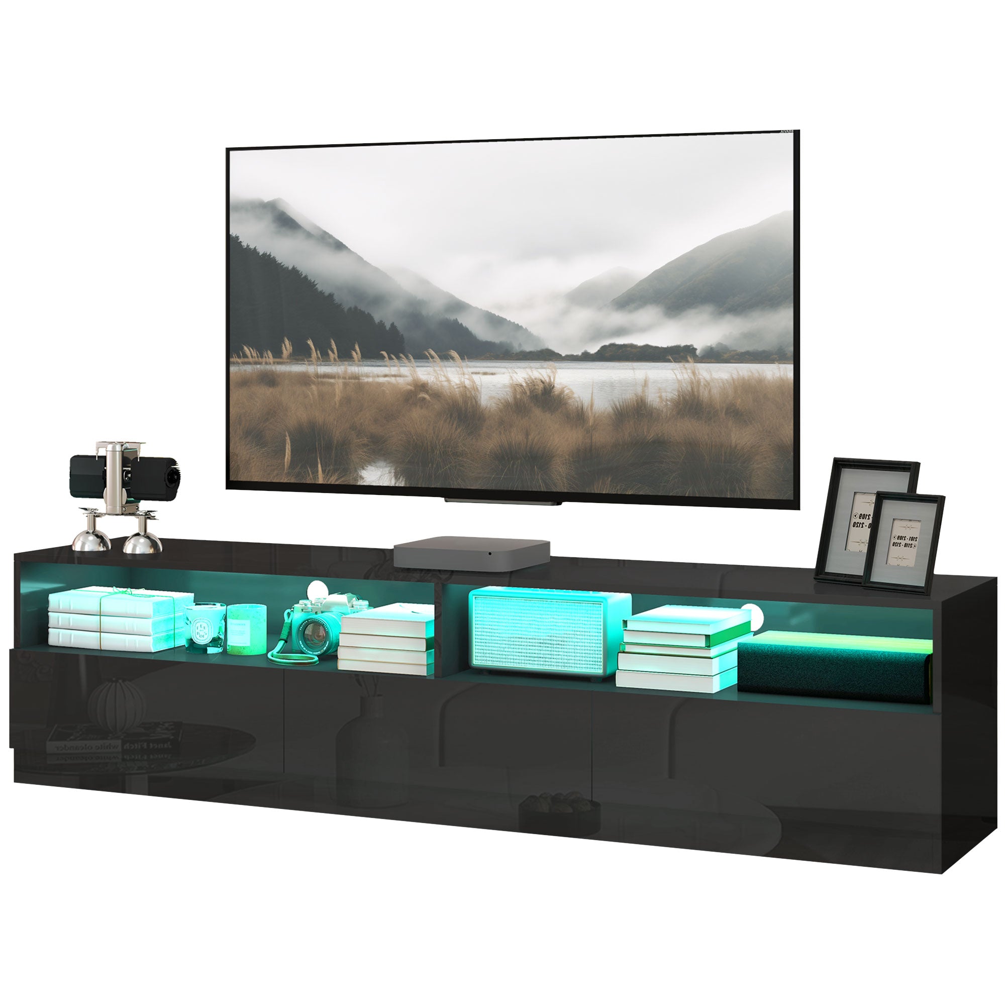 HOMCOM High Gloss LED TV Cabinet Stand for TVs up to 75
