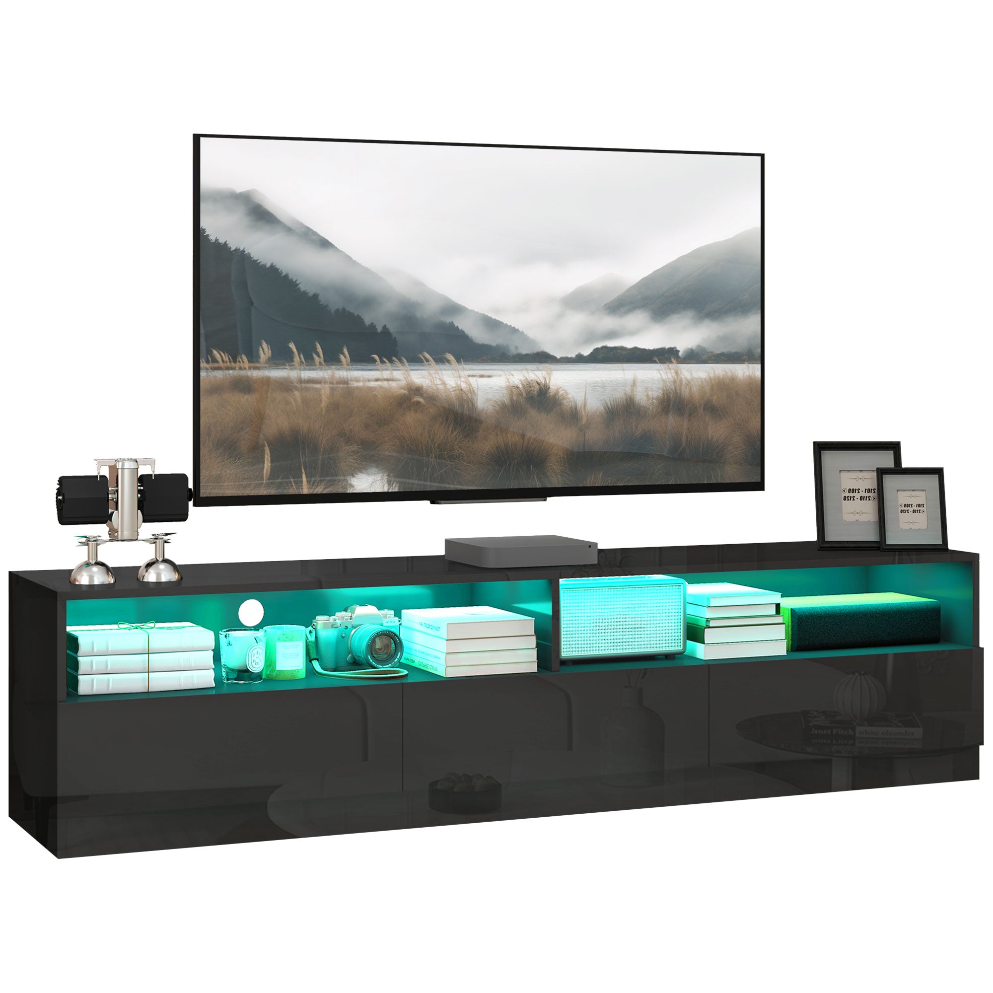 HOMCOM High Gloss LED TV Cabinet Stand for TVs up to 75
