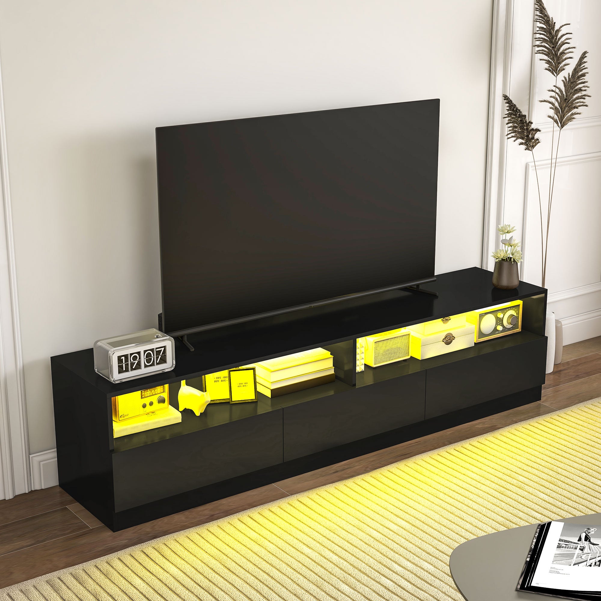 HOMCOM High Gloss LED TV Cabinet Stand for TVs up to 75